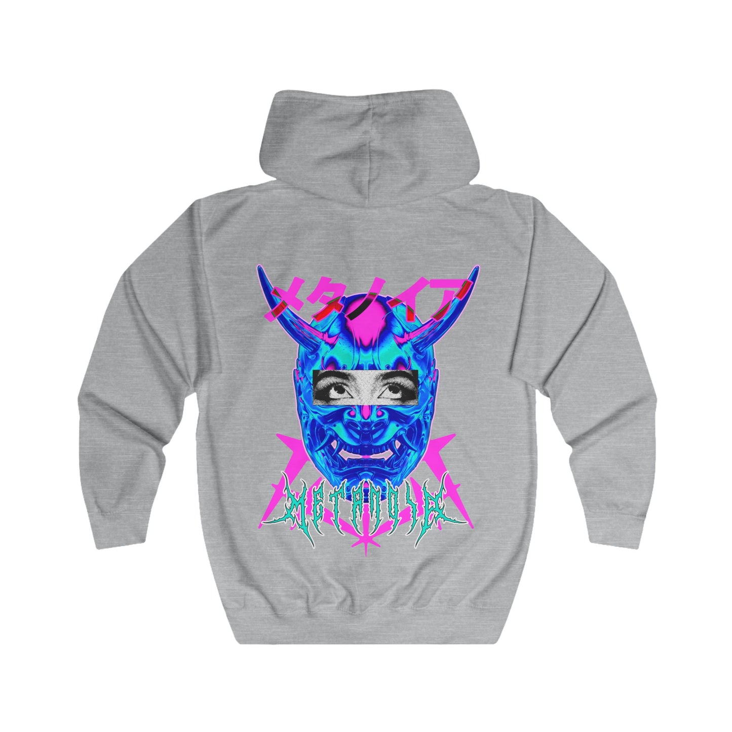 Street Wear Zip Up Hoodie with Trpppy Threads Logo and Metanoia Graphic Art