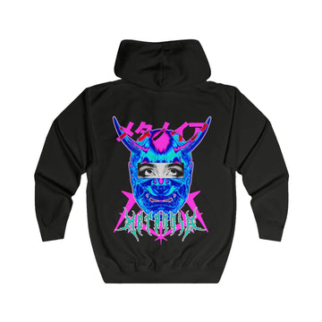 Street Wear Zip Up Hoodie with Trpppy Threads Logo and Metanoia Graphic Art